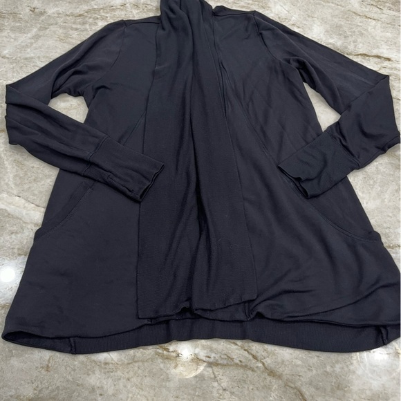 Athleta Presence Cocoon Wrap‎ Sweater | Black Ribbed | Size Small - Picture 7 of 12